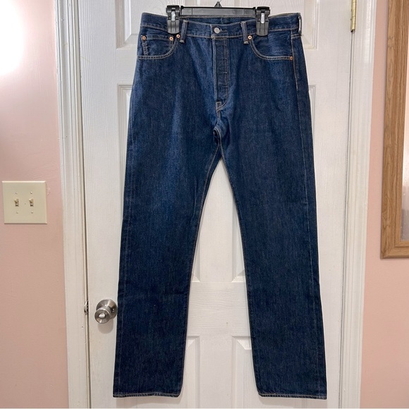 Levi's 501 Button Fly Jeans Denim Men's Blue W 36 L 34 - Picture 1 of 5